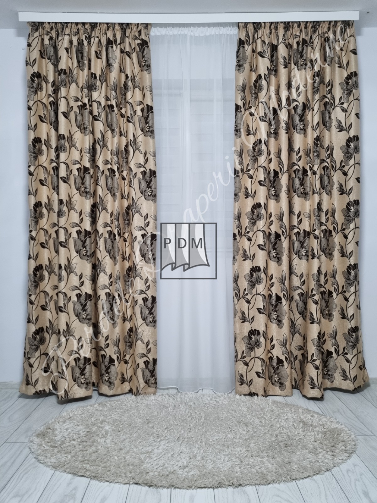 Draperie Blackout,crem/maro,maci imagine 1
