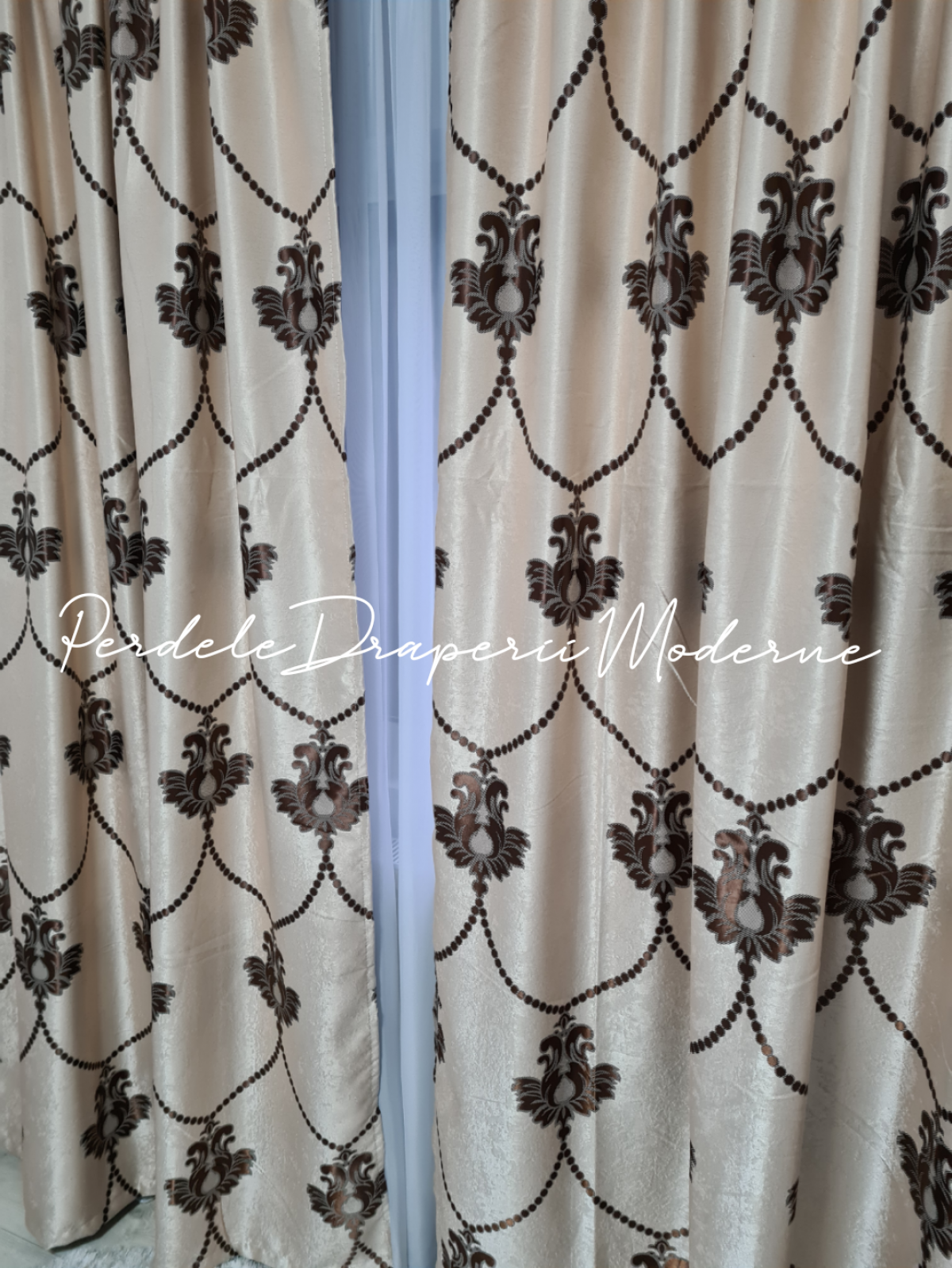 Draperie Blackout,crem/maro,baroc lantisor imagine 3     