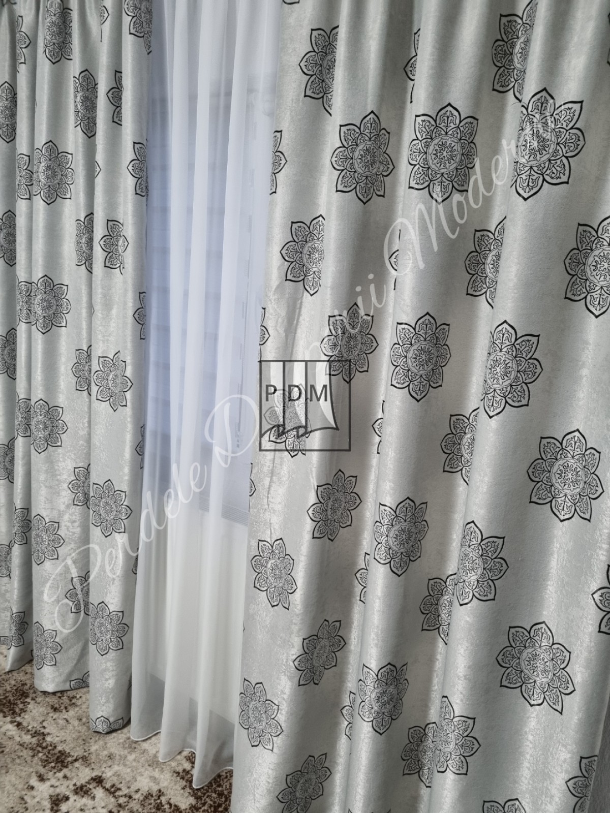 Draperie Blackout,gri/negru imagine 3     