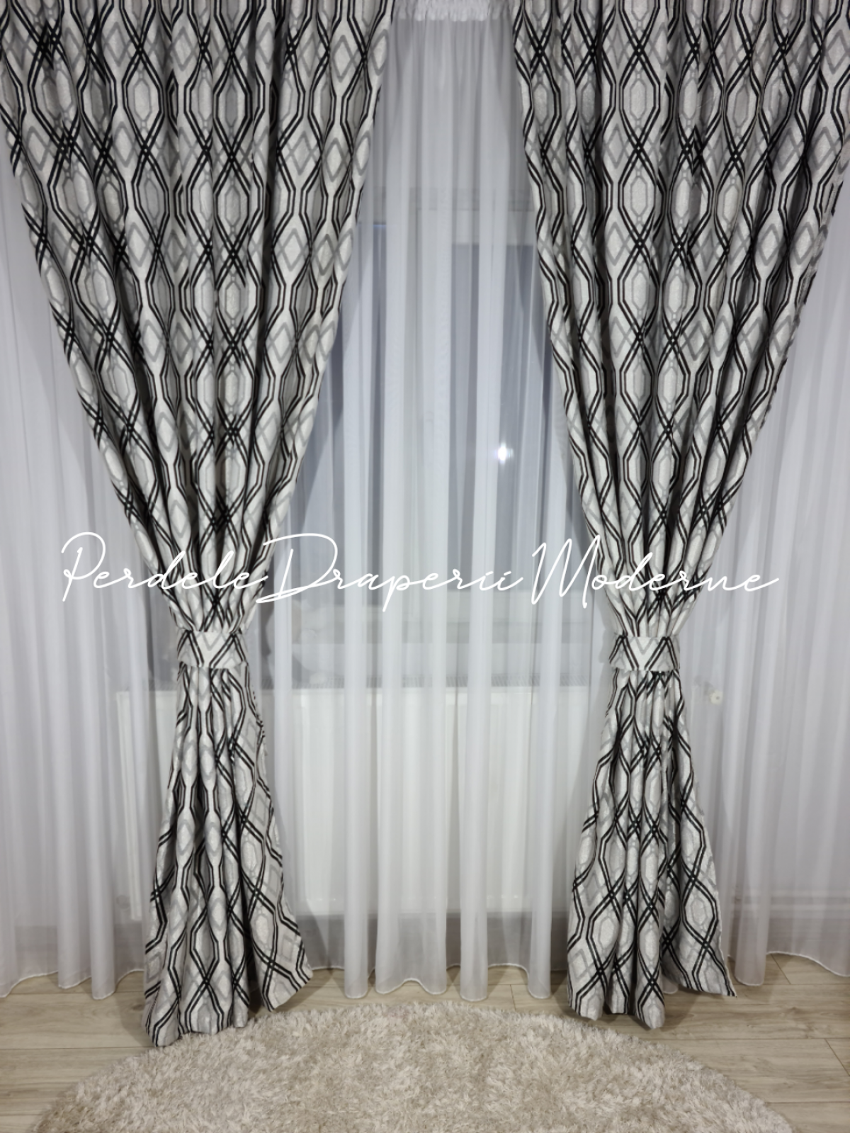 Draperie Blackout,gri/negru imagine 2