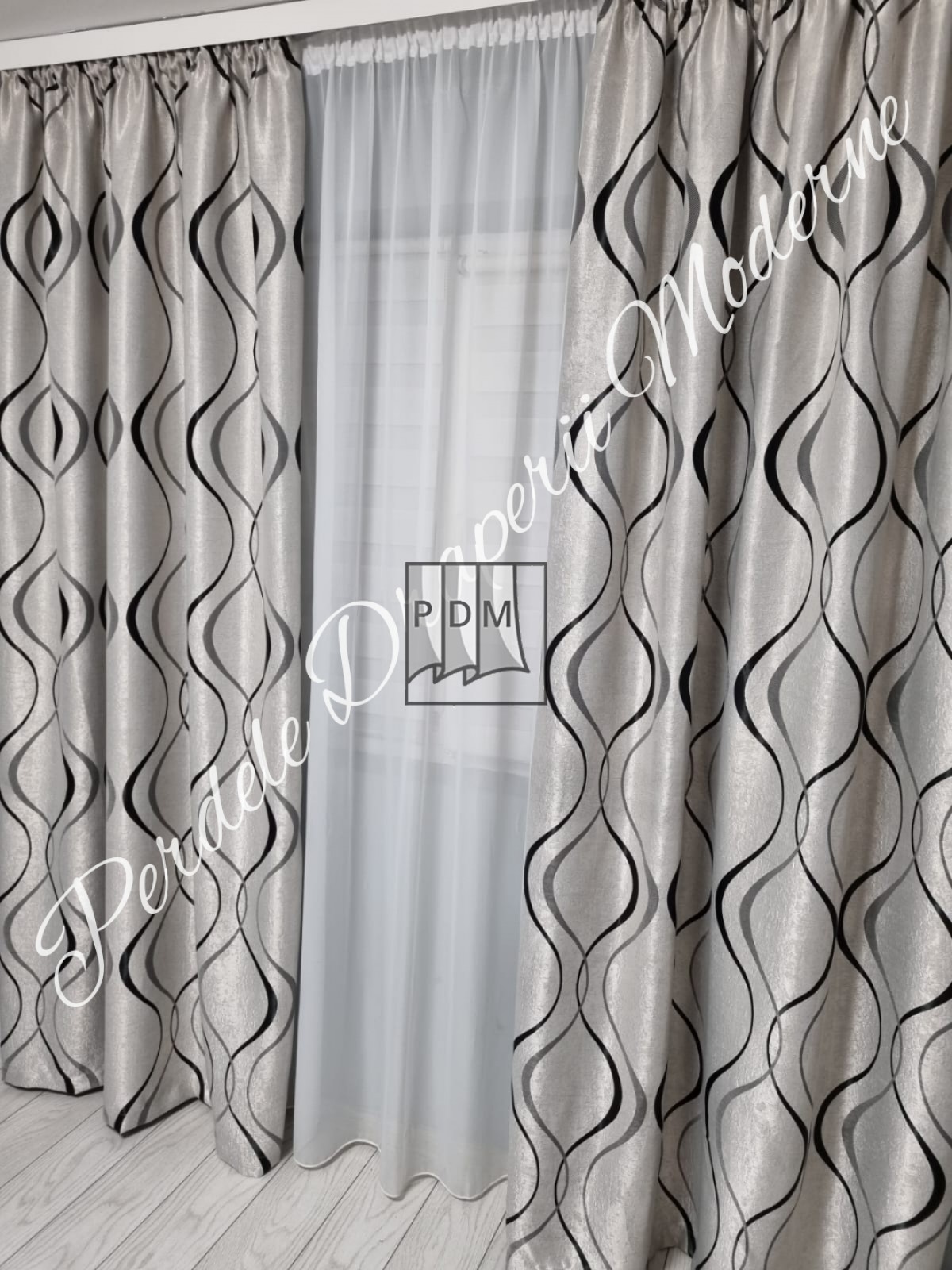 Draperie Blackout,gri/negru imagine 2