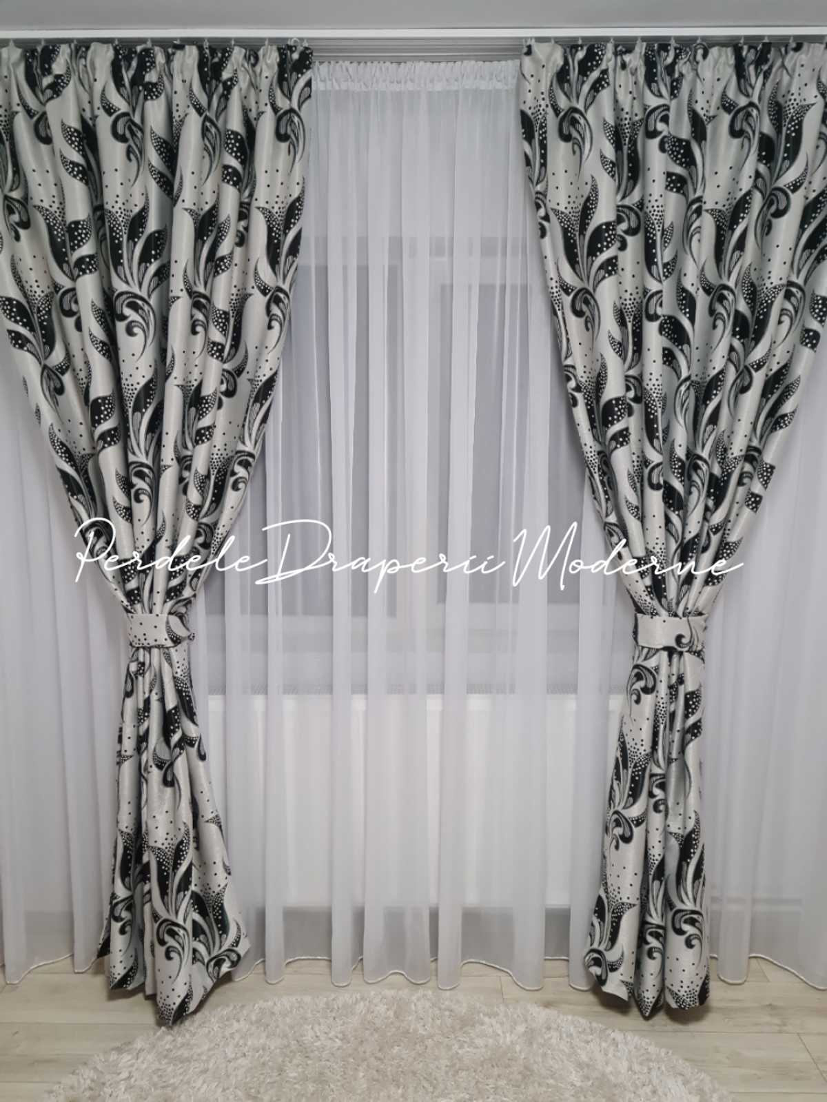 Draperie Blackout,gri/negru imagine 2