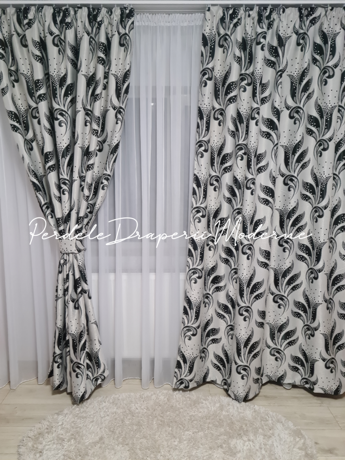Draperie Blackout,gri/negru imagine 4