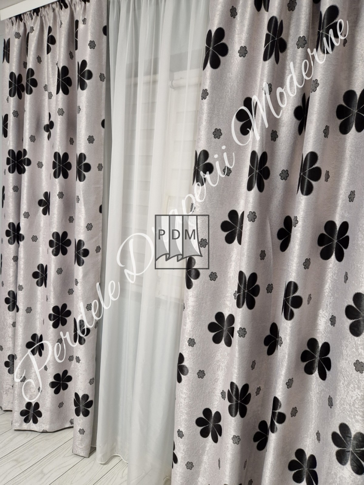 Draperie Blackout,gri/negru imagine 2