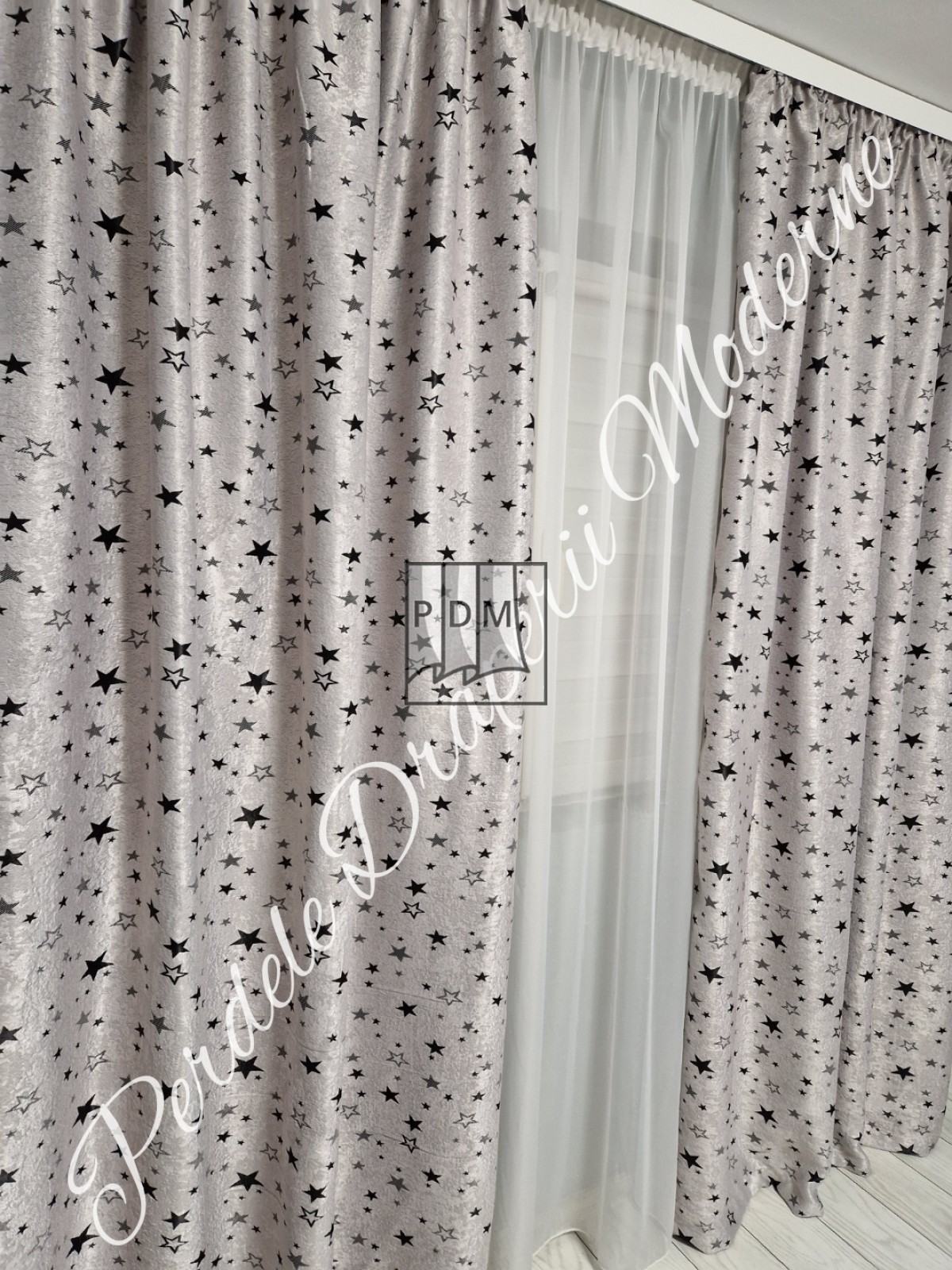 Draperie Blackout,gri/negru imagine 3     