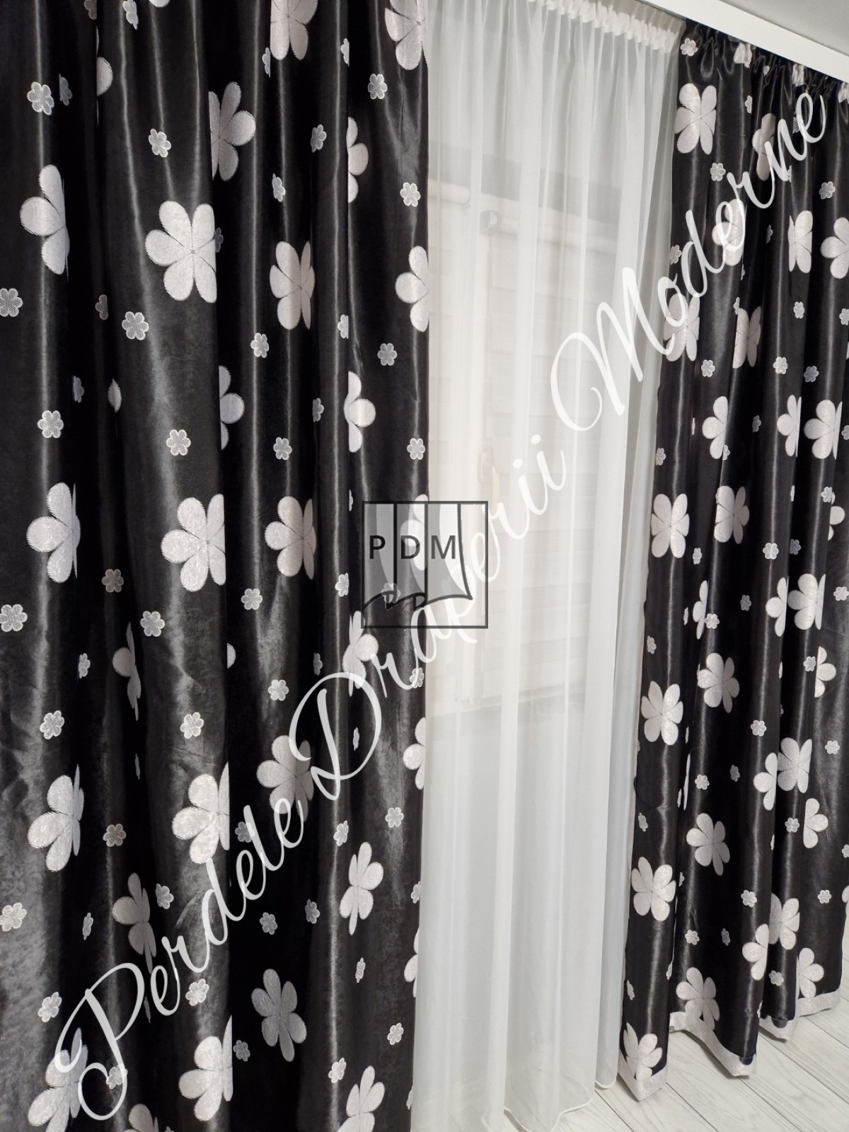 Draperie Blackout,negru/gri imagine 3     
