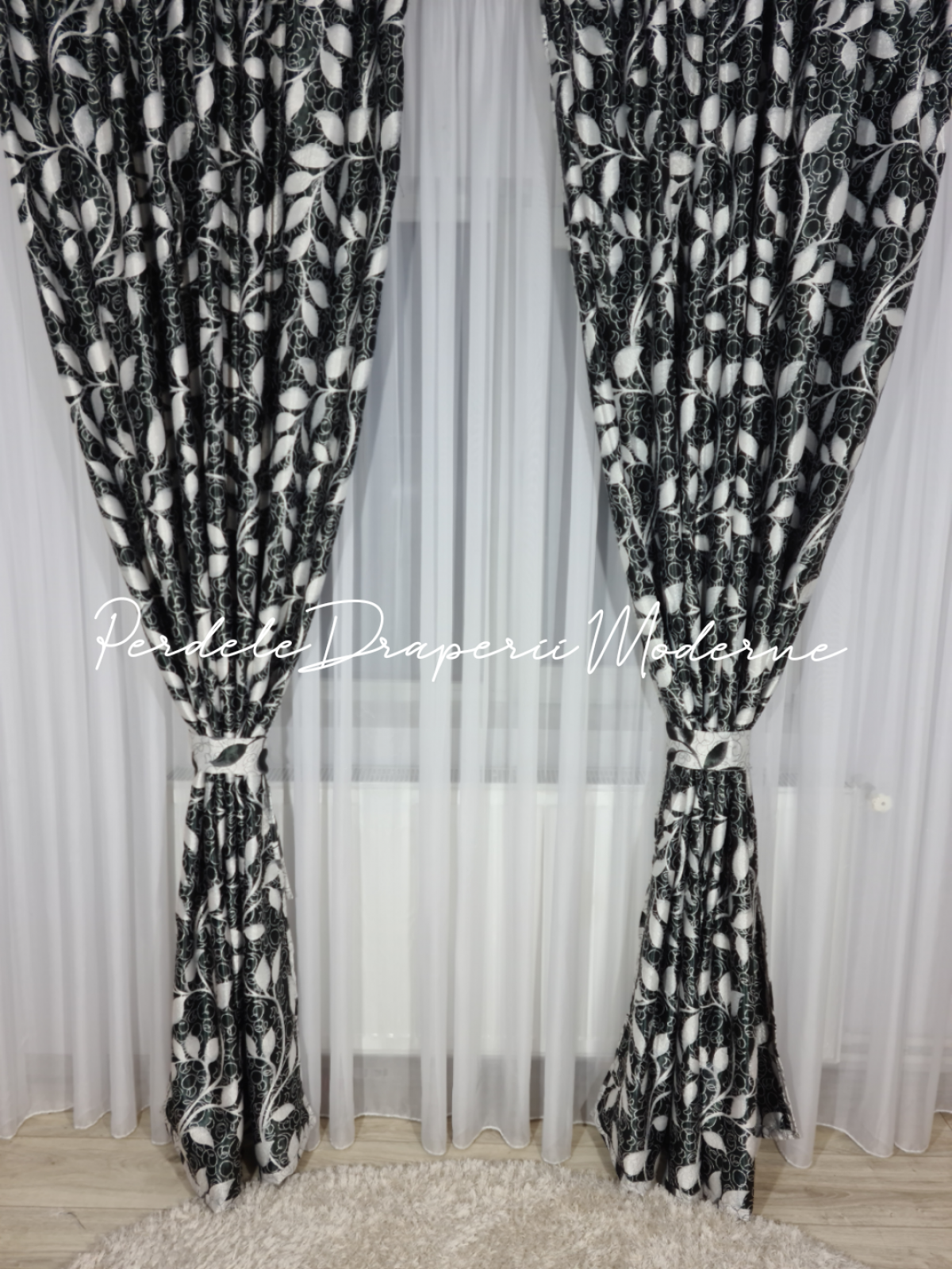 Draperie Blackout,negru/gri imagine 2