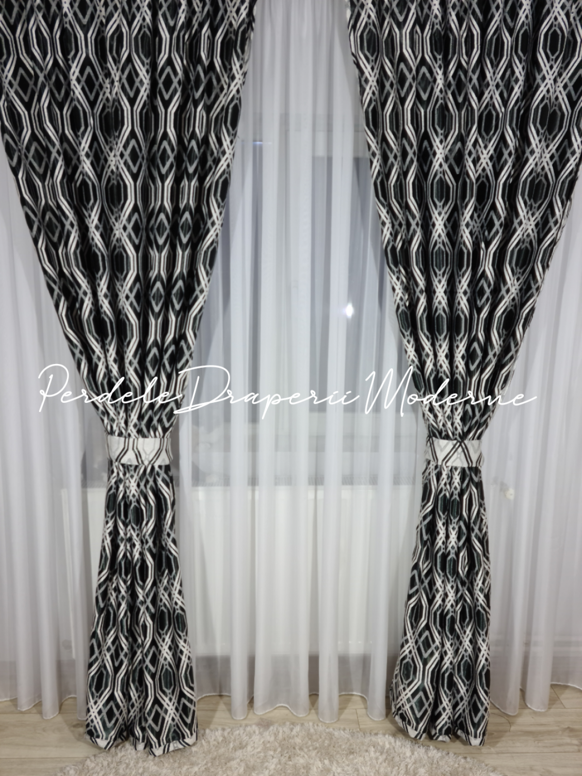 Draperie Blackout,negru/gri imagine 2