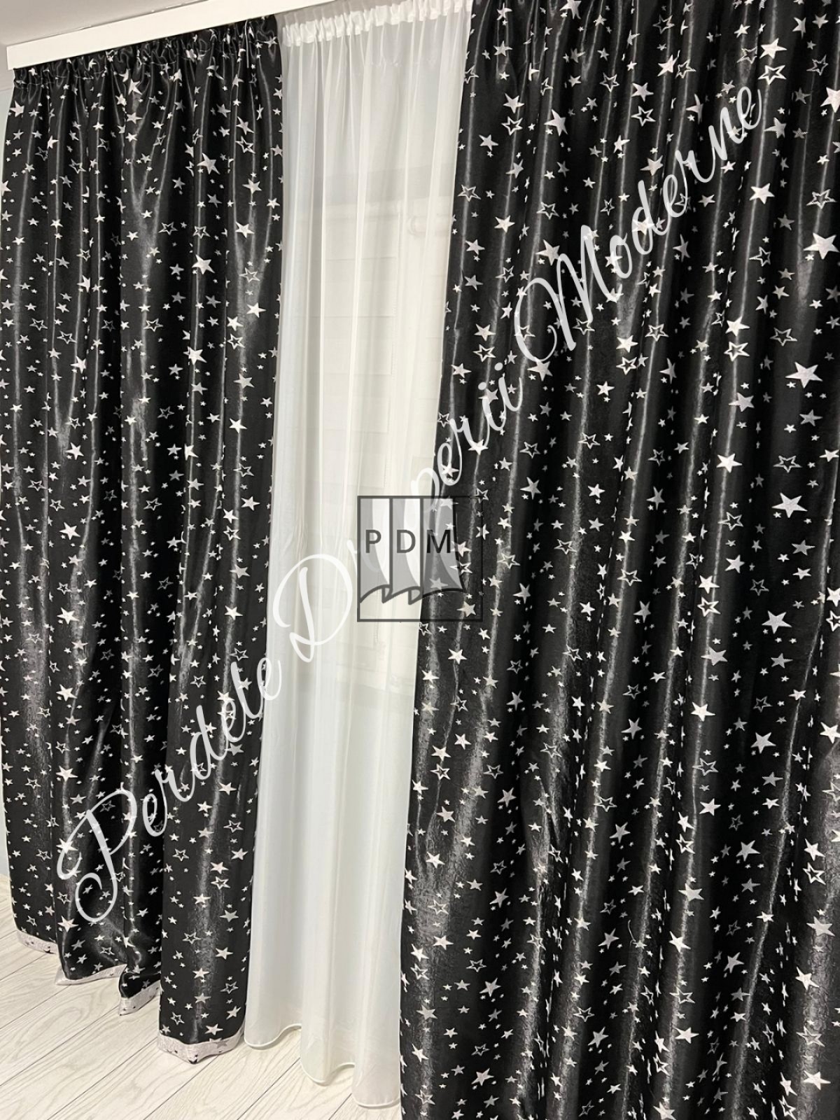 Draperie Blackout,negru/gri imagine 2