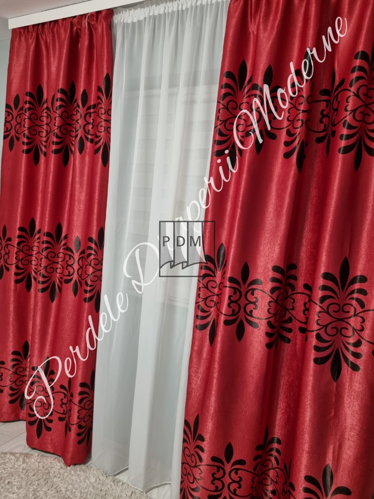 Draperie Blackout,rosu/negru imagine 2