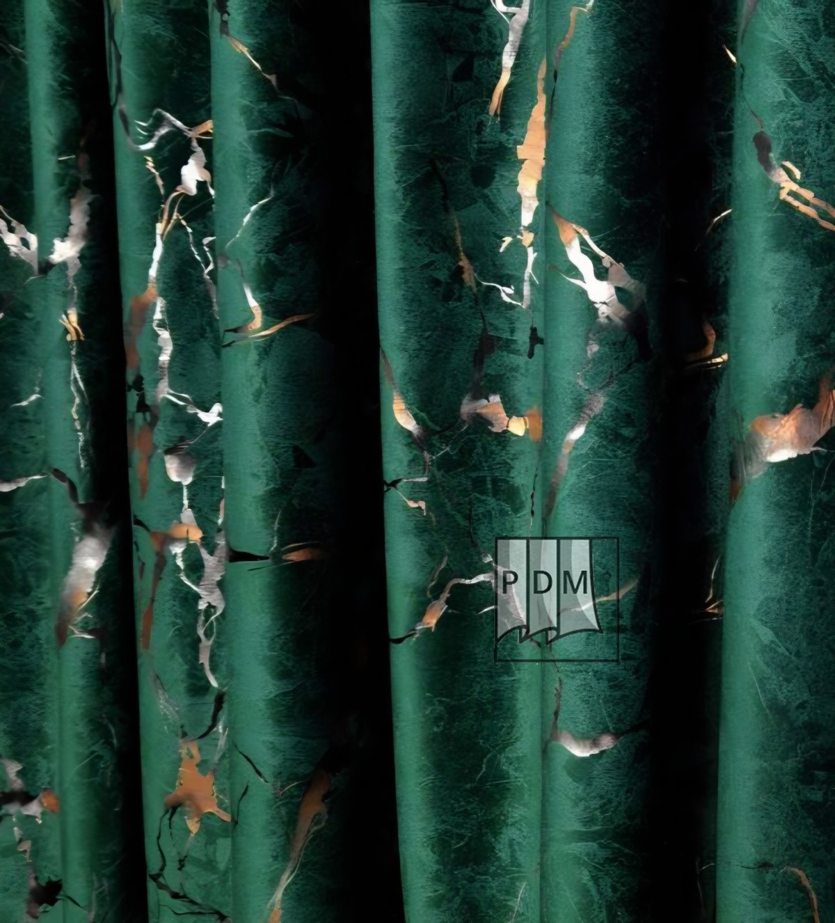 Draperie catifea verde, insertii aurii imagine 2