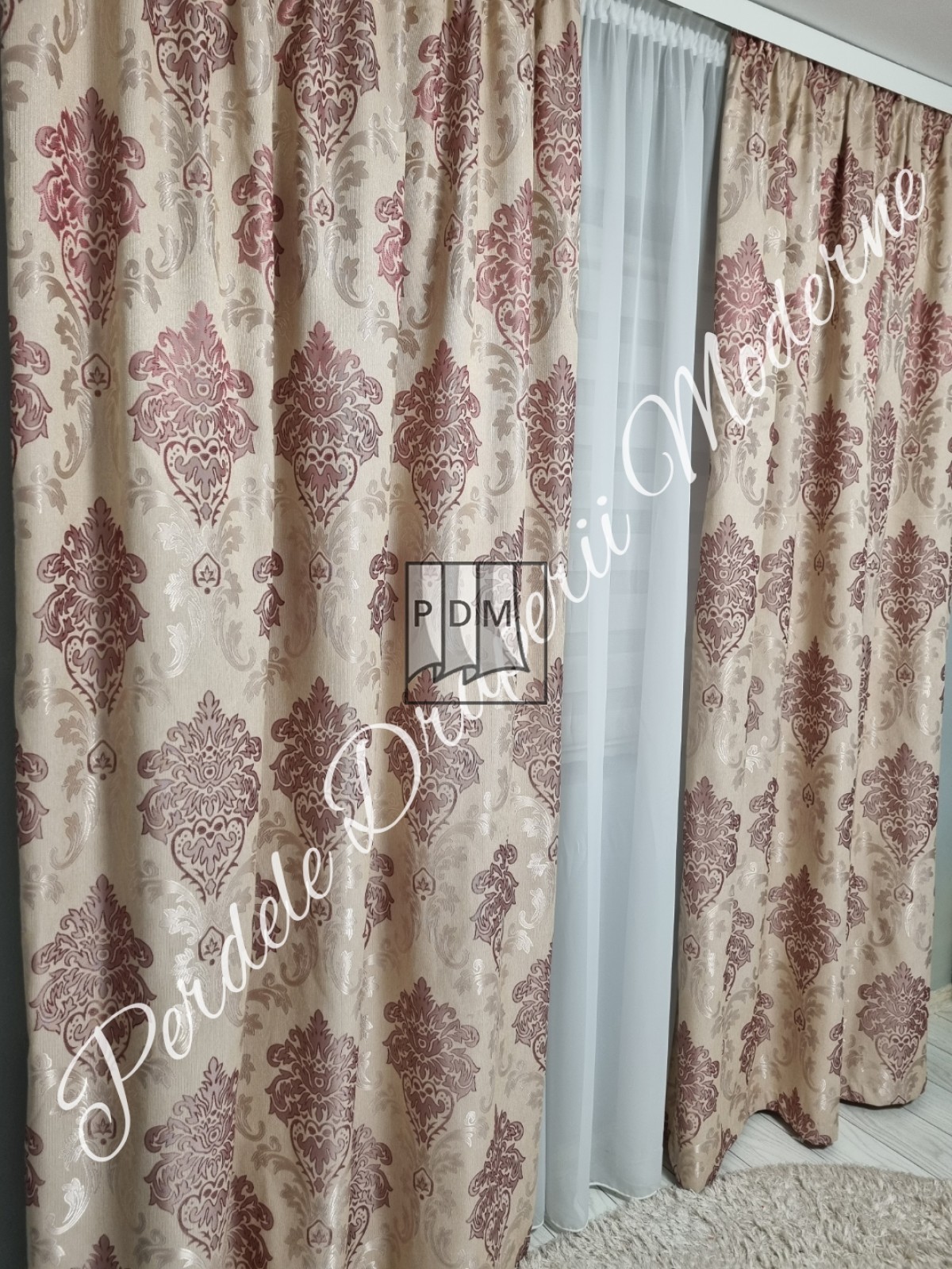 Draperie in,model baroc,crem/roz imagine 3     