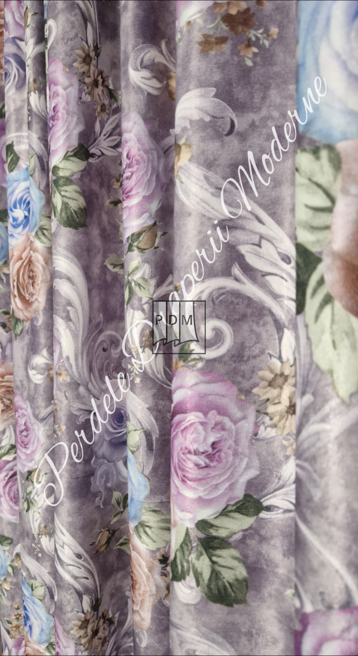 Draperie saten, trandafiri mov imagine 4