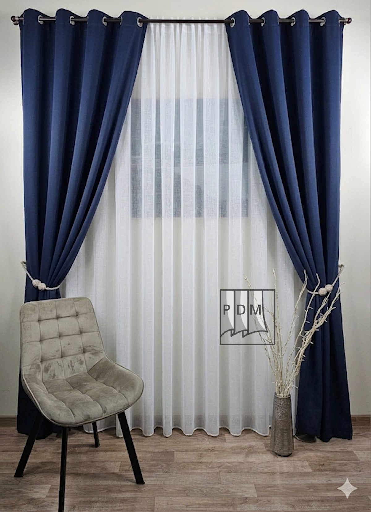 poze Draperie saten blackout, albastru marin