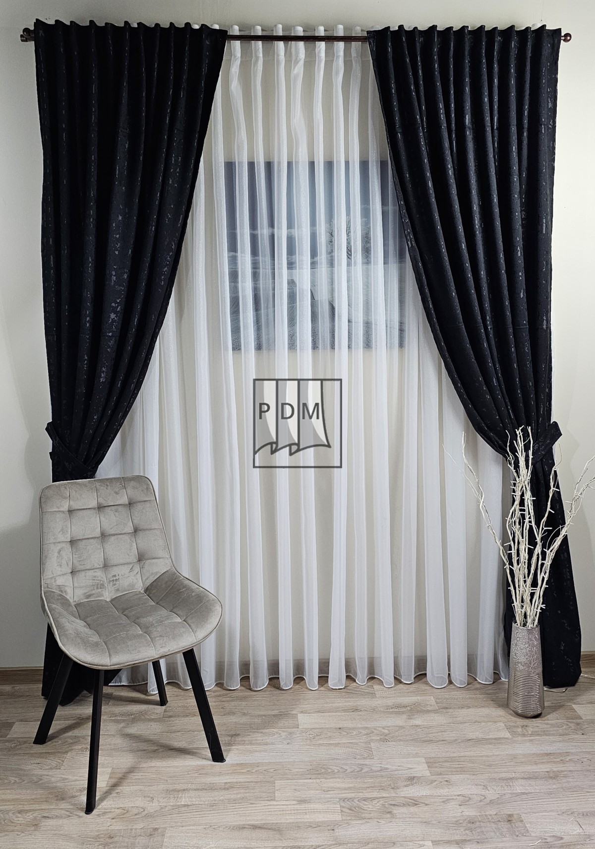 Draperie tip stucco negru  semiopaca imagine 5