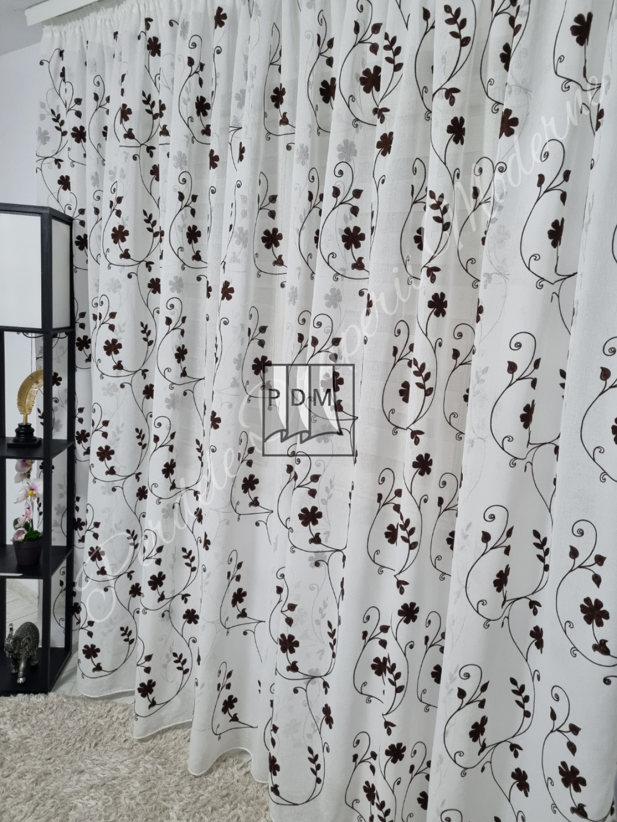 Perdea in,floricele maro imagine 2