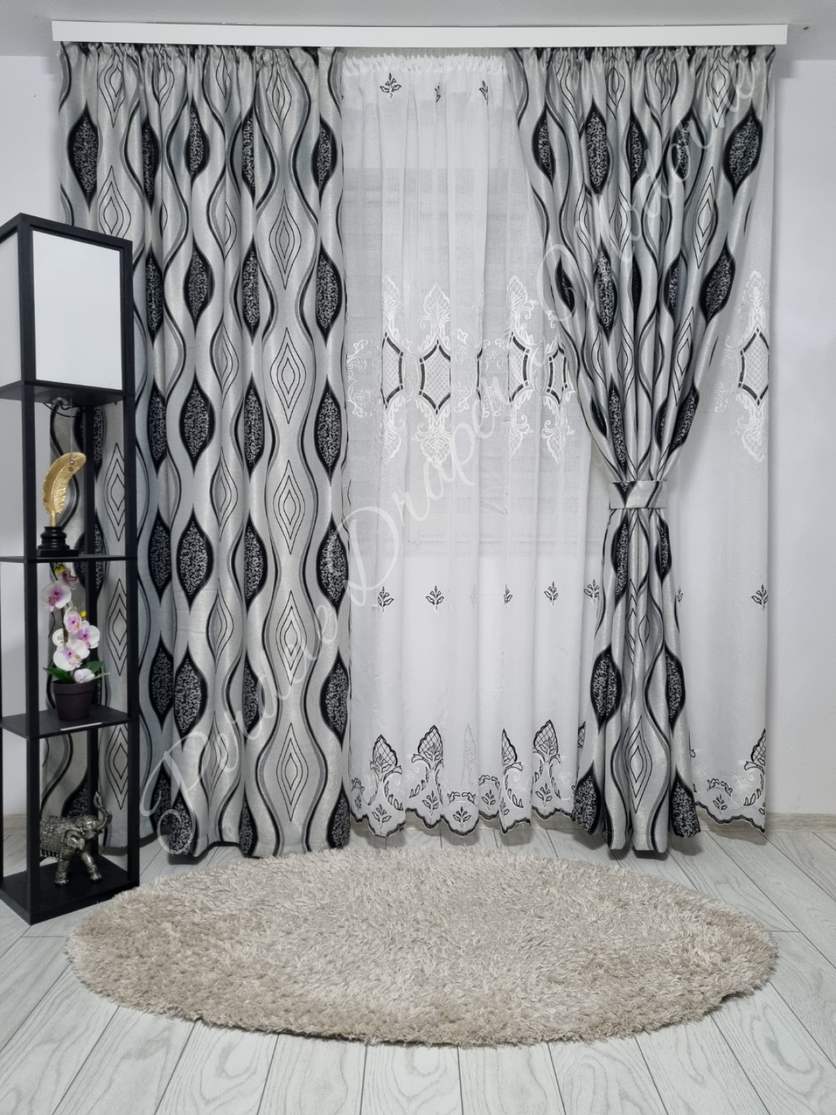 Set baroc romb,gri/negru imagine 2