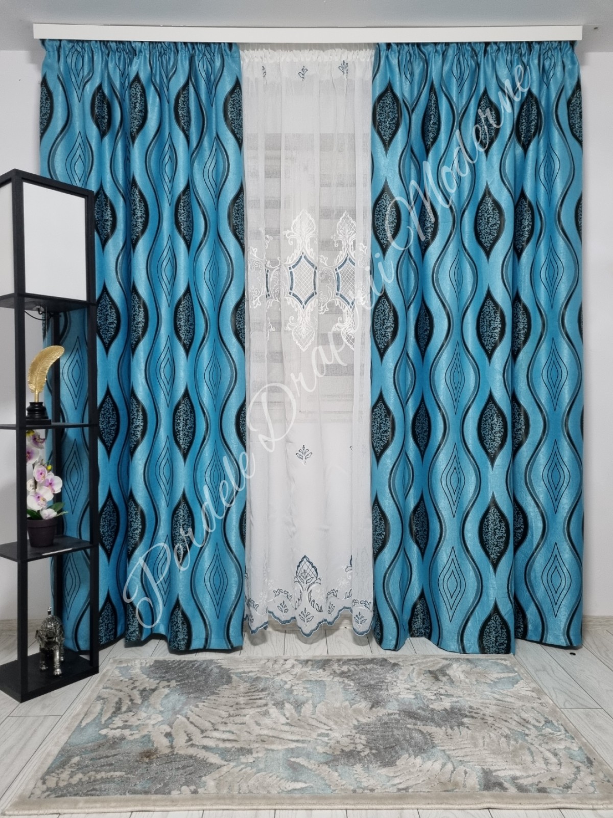 Set baroc romb,turcoaz imagine 3